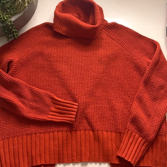 Madewell autumn orange net split back cowl neck sweater women’s small - Picture 7 of 7